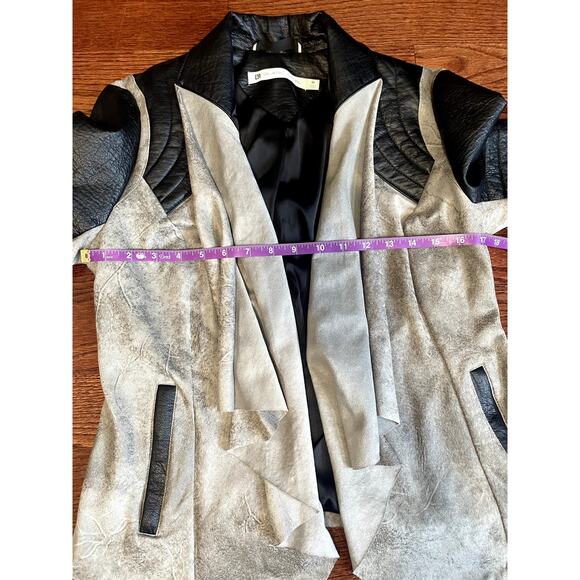 NWOT Blanc Noir Black and Gray Drape Moto Jacket Size M - Picture 4 of 10